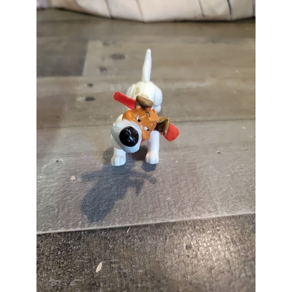 White brown scruffy dog red bandana toy figure animal - Picture 2 of 4